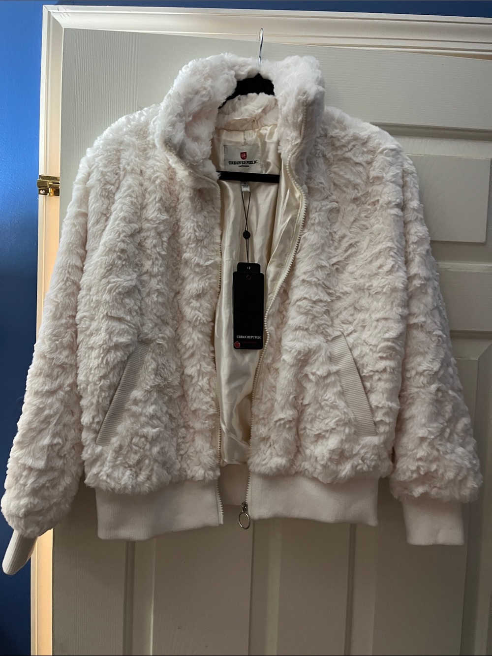 Urban Republic Cream Faux Fur Teddy Bomber Jacket